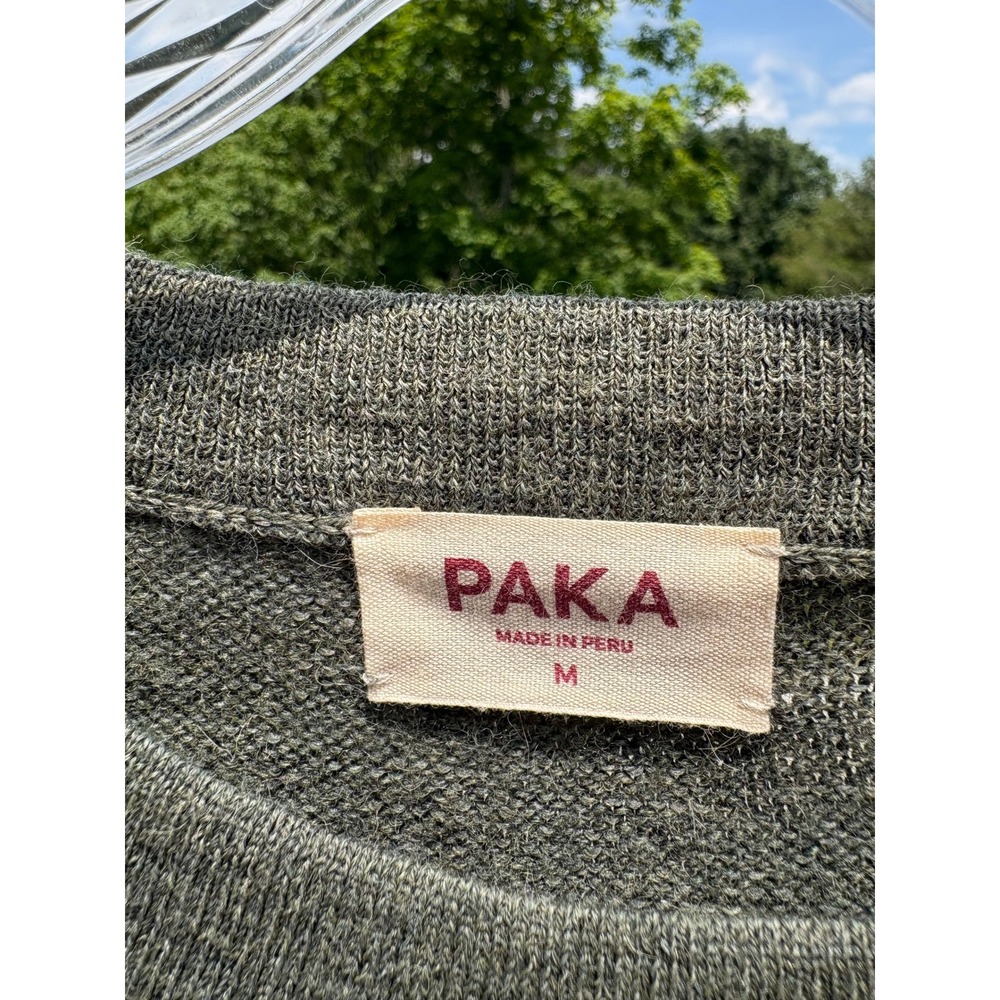 Paka Mens Crewneck Sweater Medium Green Royal Alpaca Knit Sustainable Peru - Picture 7 of 11